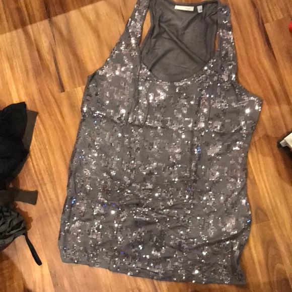 Sequined Gray tank top with lining - Picture 1 of 3
